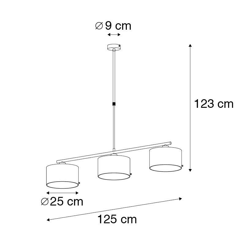 QAZQA Moderne hanglamp zwart met goud 125 cm 3-lichts - VT 3