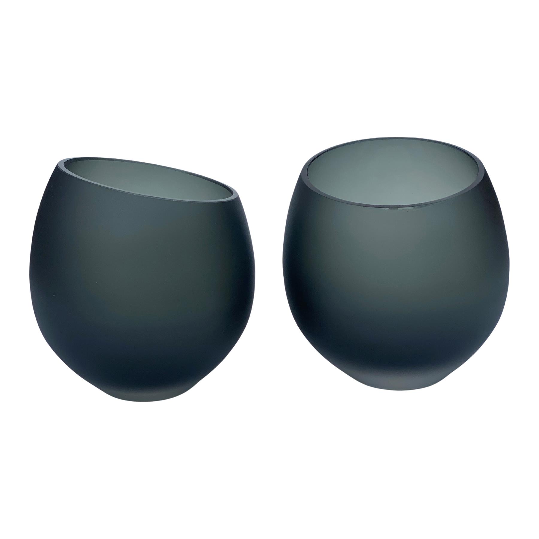 Vase The World Moho Waxinelichthouder - H 13 x  Ø 12,5 cm - Set van 2 - Satin Grey