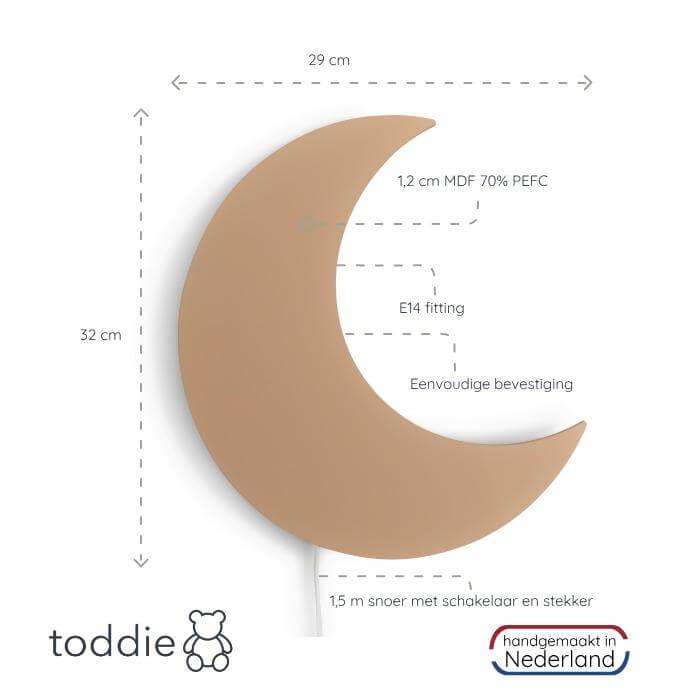 Houten wandlamp kinderkamer | Maan - spiced honey