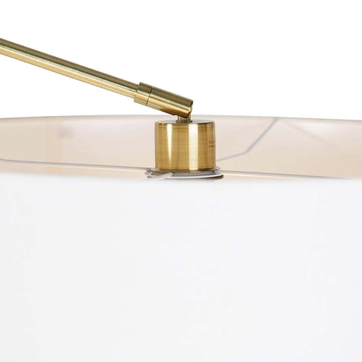 QAZQA Moderne vloerlamp goud met kap wit 50 cm verstelbaar - Editor
