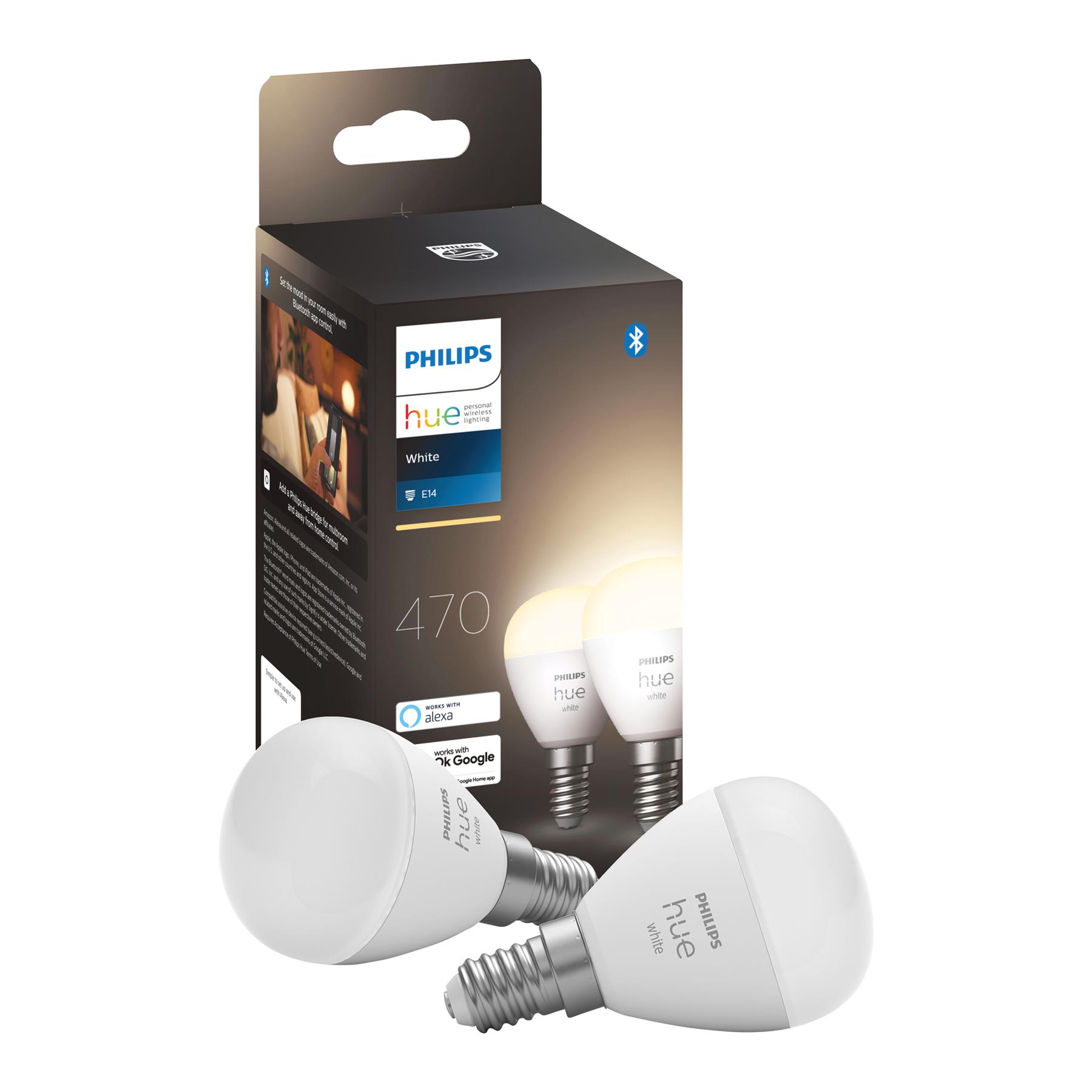 Philips Hue White Kogellamp - E14 - 2-pack