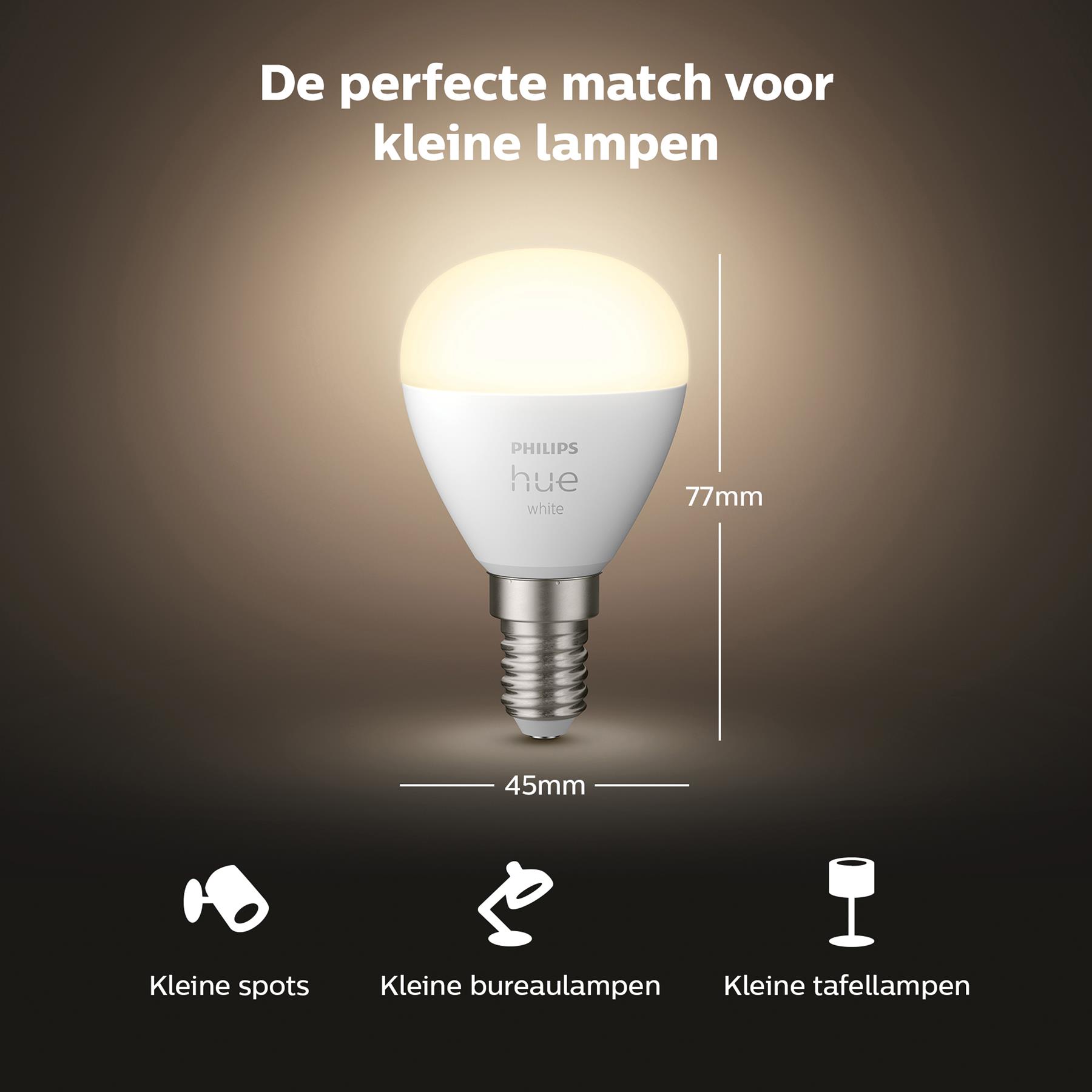 Philips Hue White Kogellamp - E14 - 2-pack