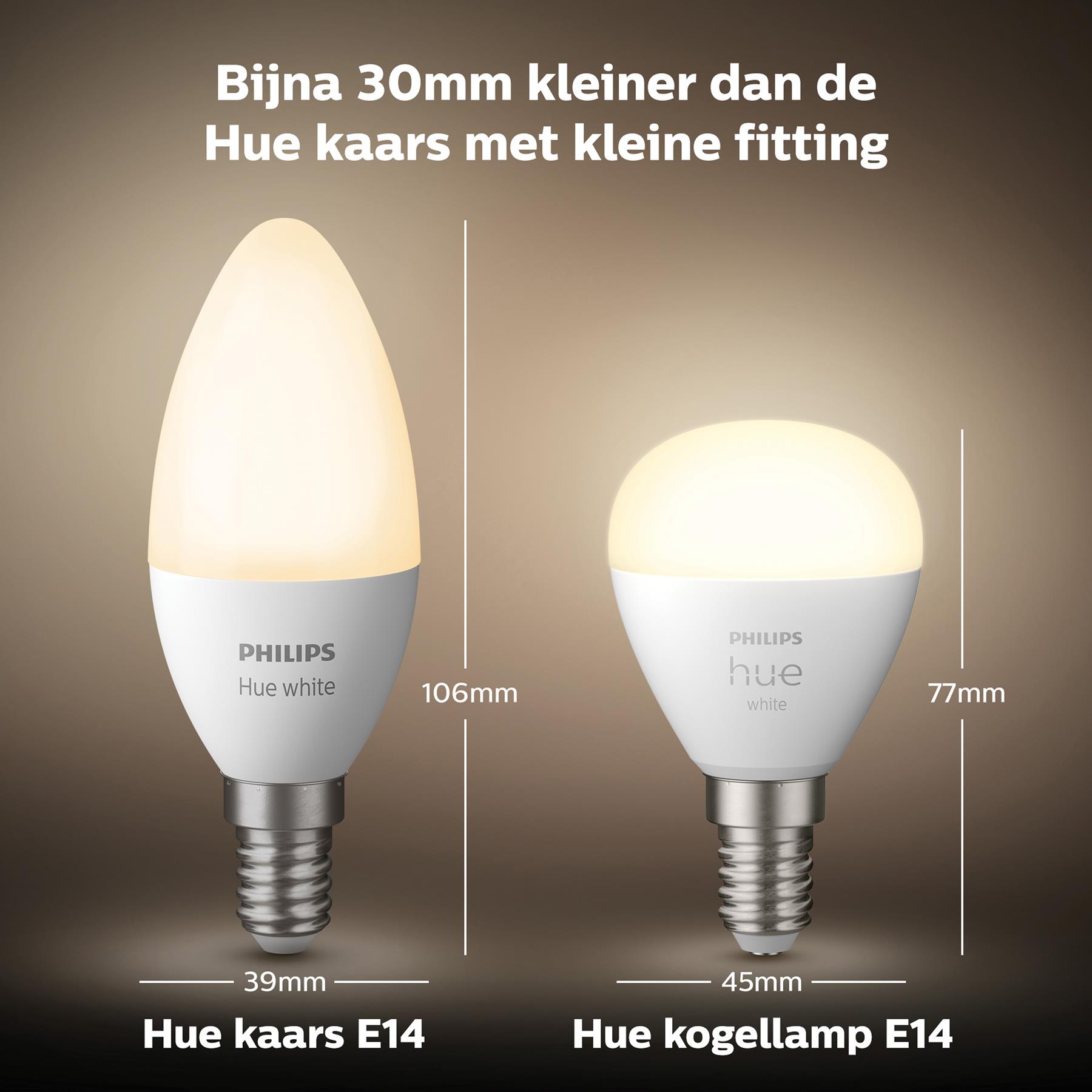 Philips Hue White Kogellamp - E14 - 2-pack