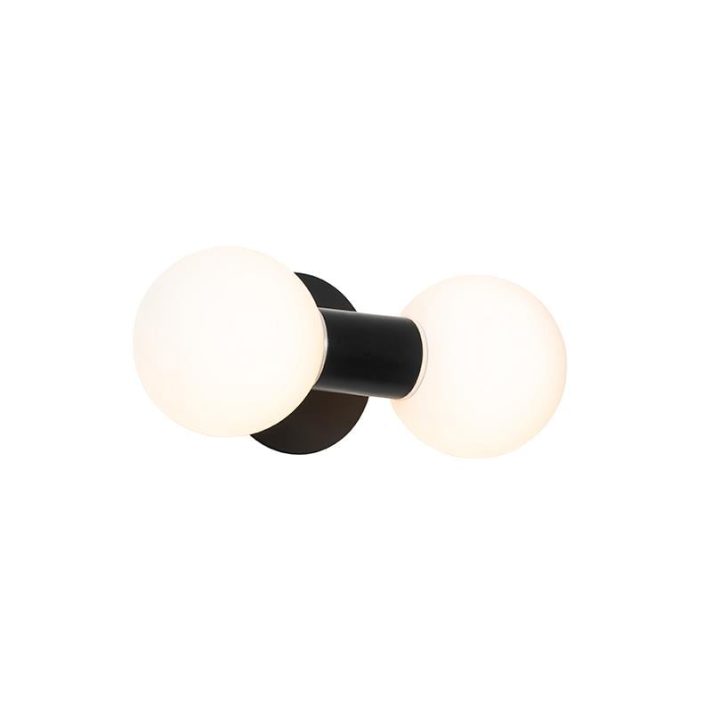 QAZQA Moderne wandlamp zwart IP44 2-lichts - Cederic