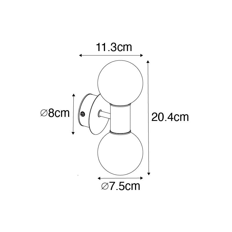 QAZQA Moderne wandlamp zwart IP44 2-lichts - Cederic