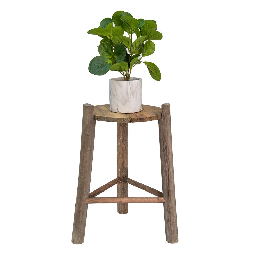 Clayre & Eef Plantentafeltje  Ø 27x44 cm Bruin Hout Plantenstandaard