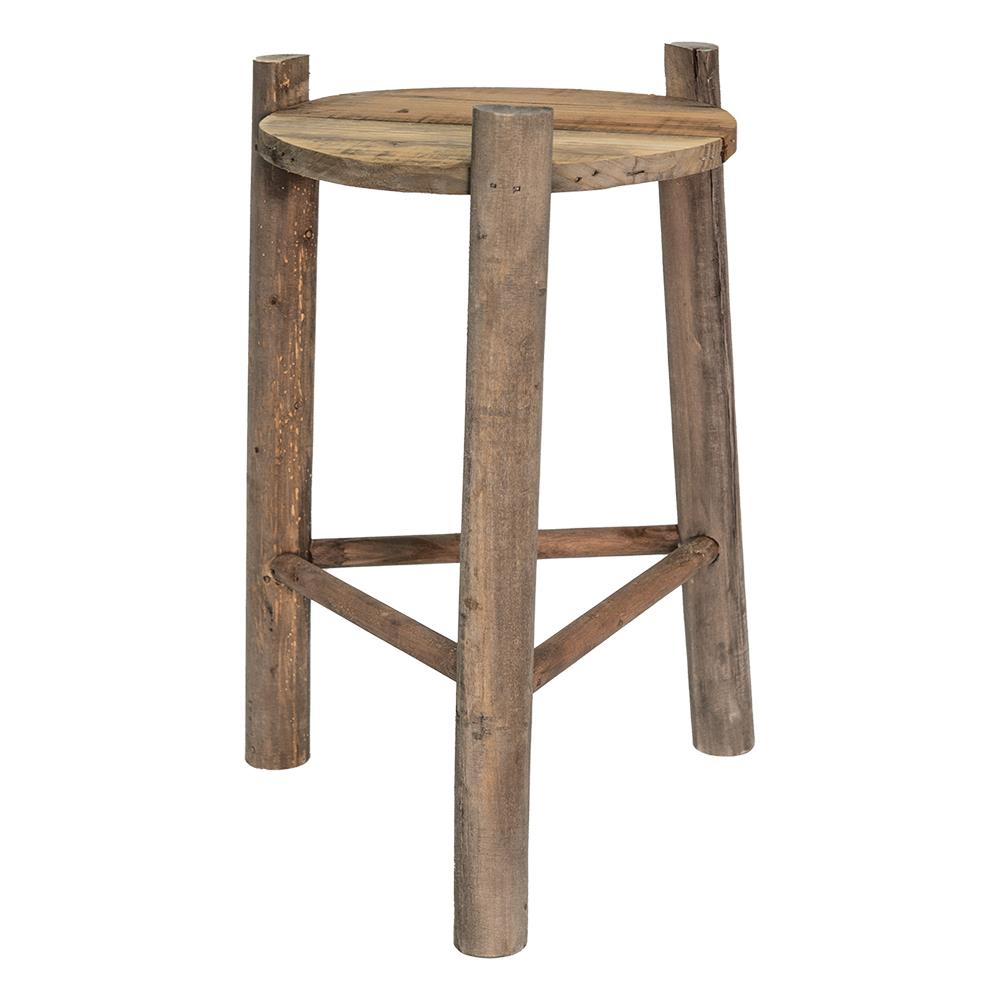 Clayre & Eef Plantentafeltje  Ø 27x44 cm Bruin Hout Plantenstandaard