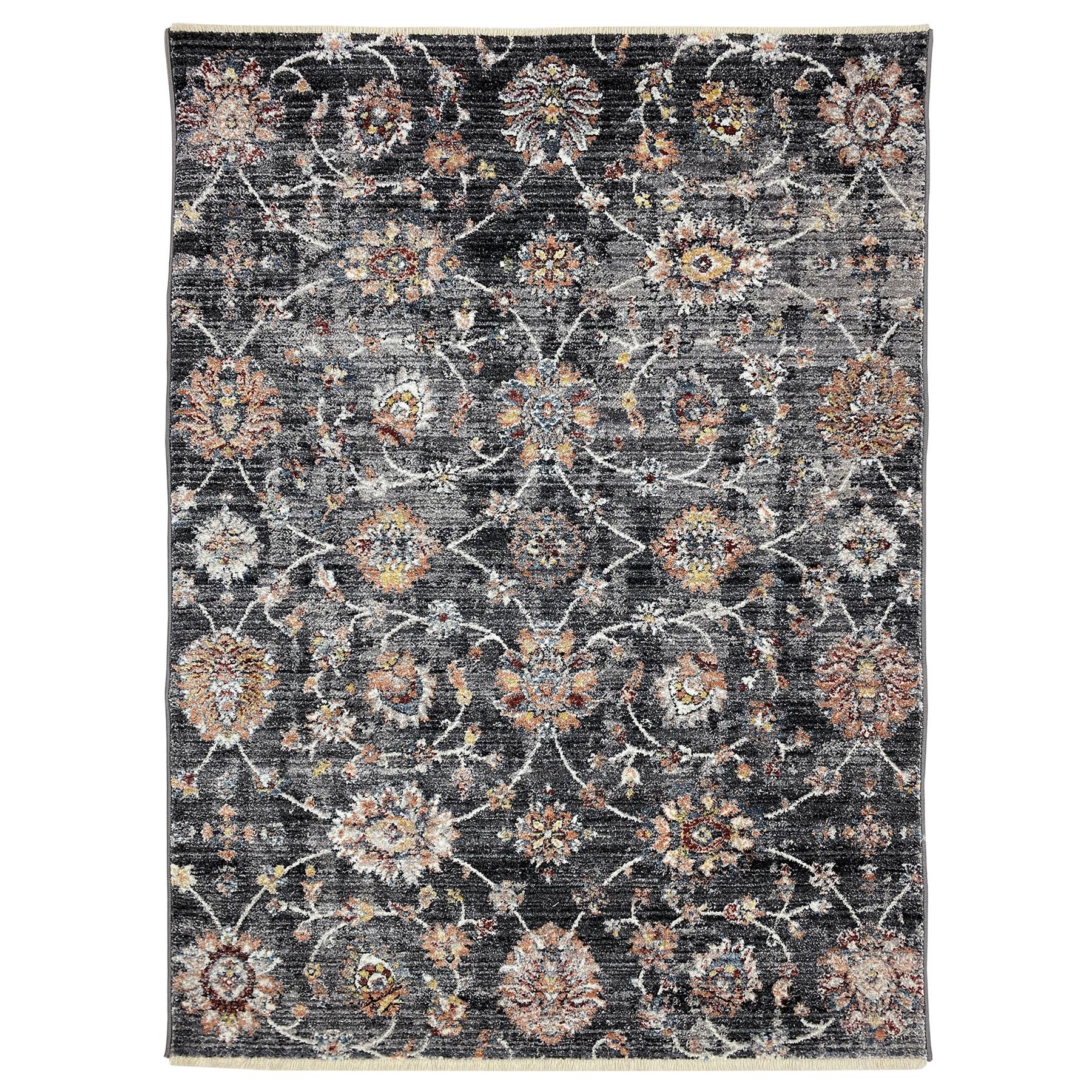 Flycarpets Lorenzo Antraciet Vloerkleed Gebloemd