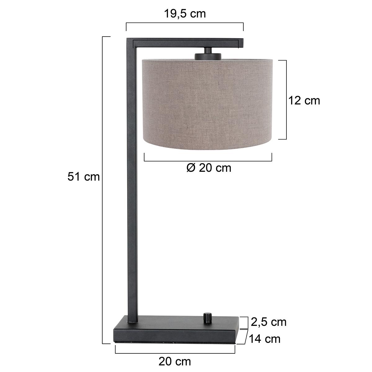 Steinhauer - tafellamp - Stang - zwart - linnen metaal - schemerlamp - E27 - 7119ZW