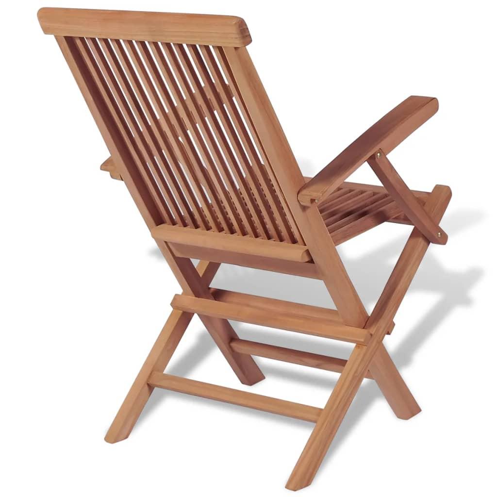 vidaXL 11-delige Tuinset met klapstoelen massief teakhout