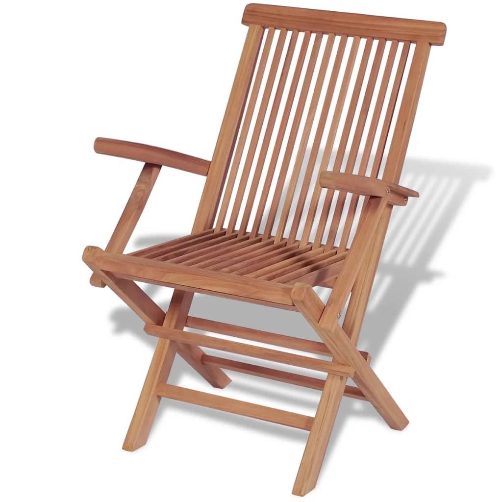 vidaXL 11-delige Tuinset met klapstoelen massief teakhout