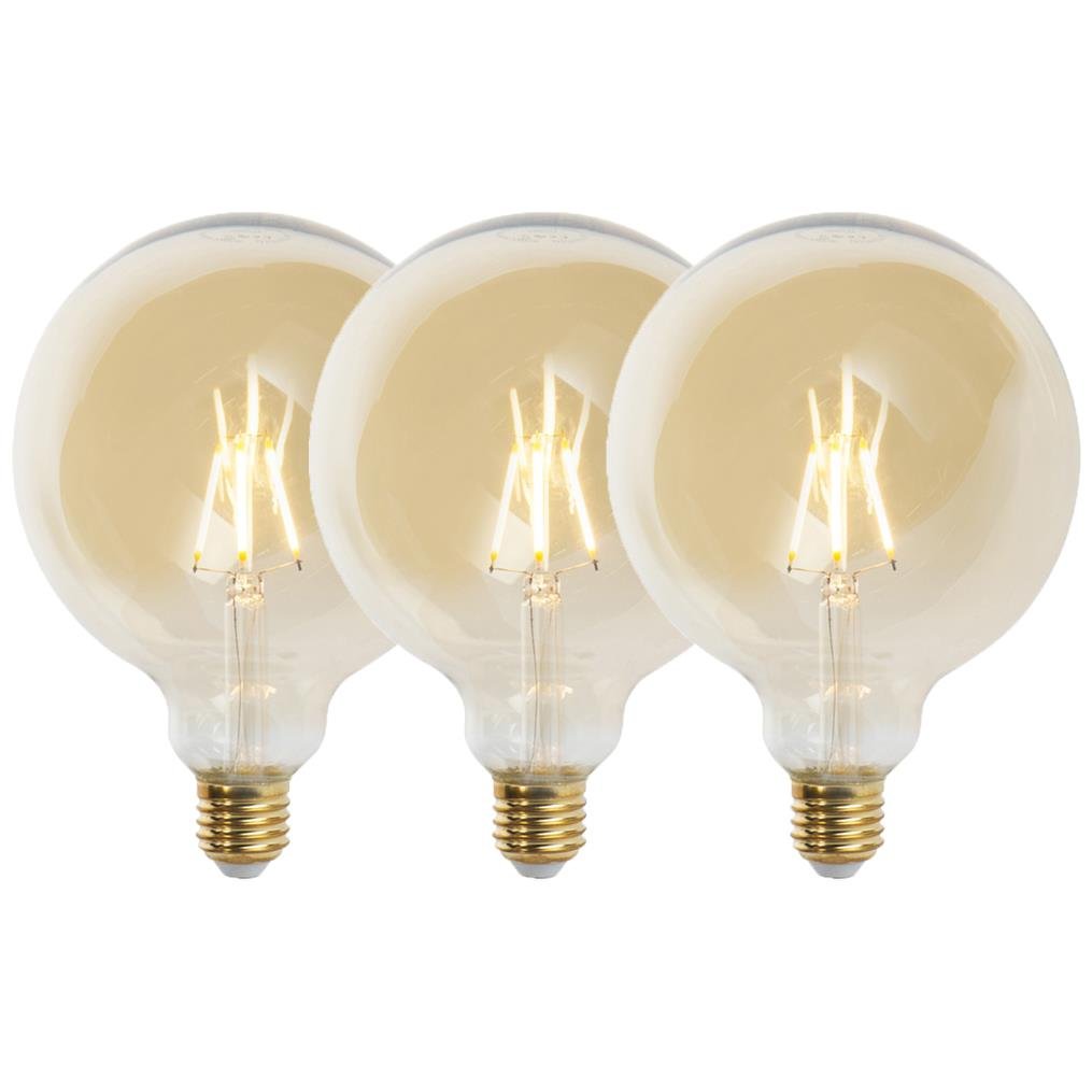 LUEDD Set van 3 E27 dimbare LED lampen G125 goud 5W 450 lm 2200K