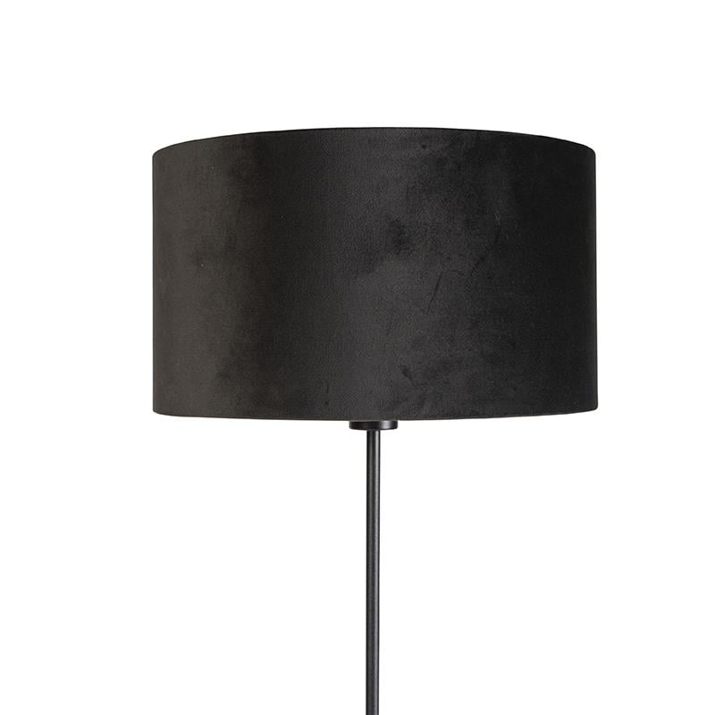 QAZQA Vloerlamp zwart met velours kap zwart met goud 35 cm - Parte