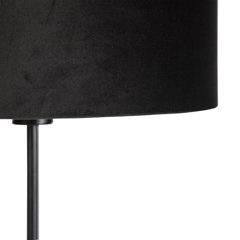 QAZQA Vloerlamp zwart met velours kap zwart met goud 35 cm - Parte