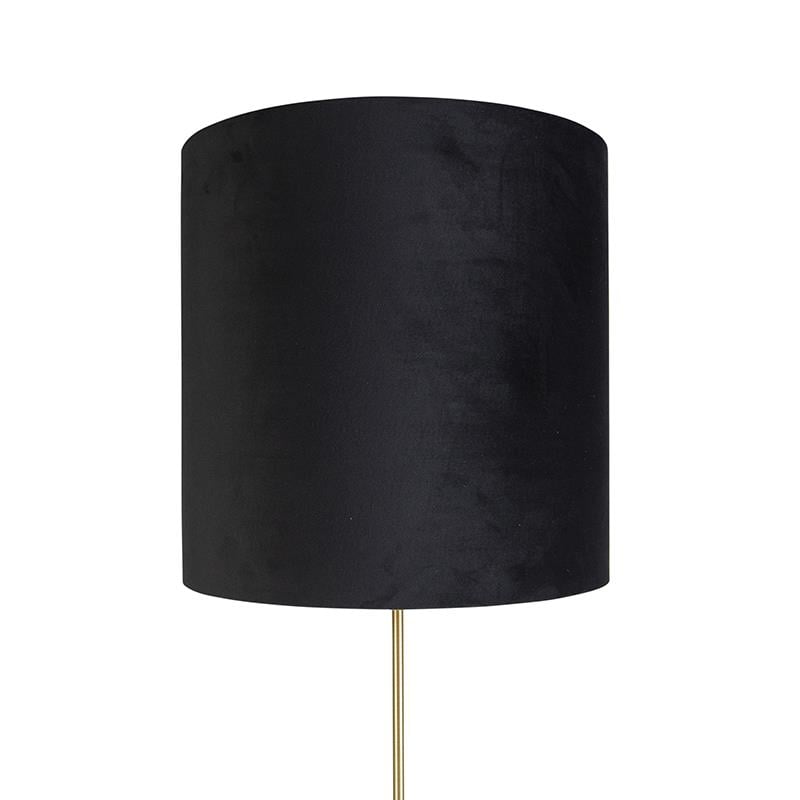 QAZQA Vloerlamp goud|messing met velours kap zwart 40|40 cm - Parte