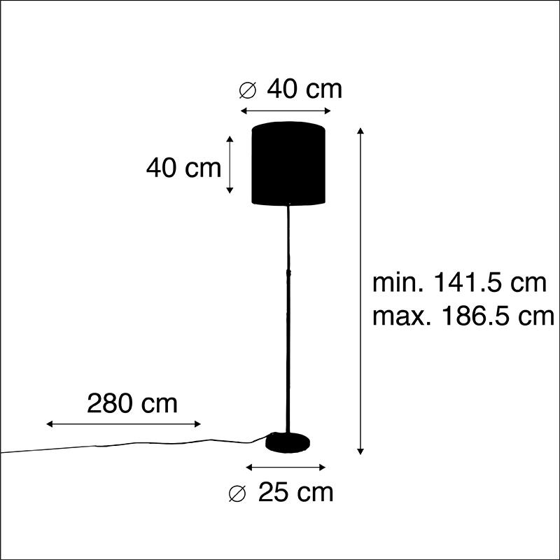 QAZQA Vloerlamp goud|messing met velours kap zwart 40|40 cm - Parte