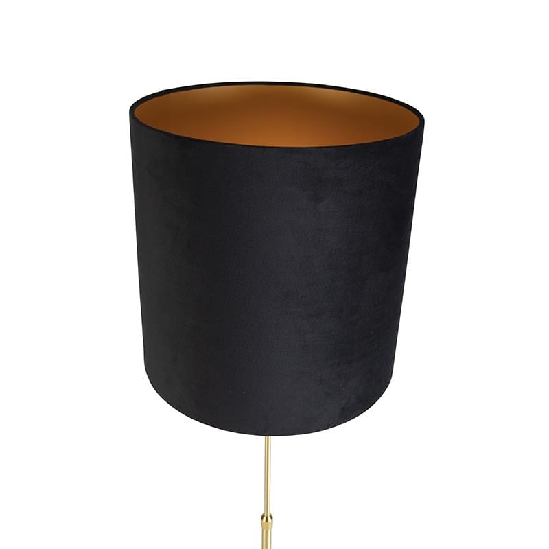 QAZQA Vloerlamp goud|messing met velours kap zwart 40|40 cm - Parte