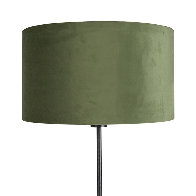 QAZQA Vloerlamp zwart met velours kap groen met goud 35 cm - Parte