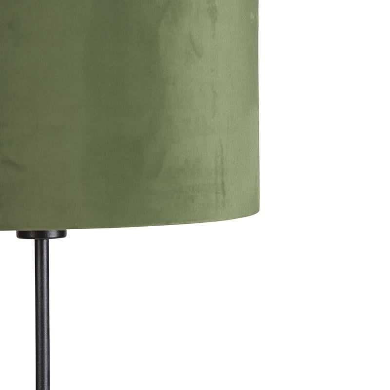 QAZQA Vloerlamp zwart met velours kap groen met goud 35 cm - Parte