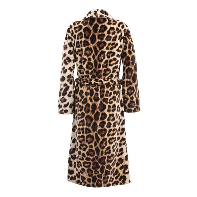 Zo Home Flanel Fleece Badjas Leopard - bruin