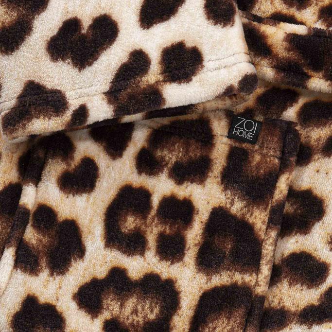 Zo Home Flanel Fleece Badjas Leopard - bruin