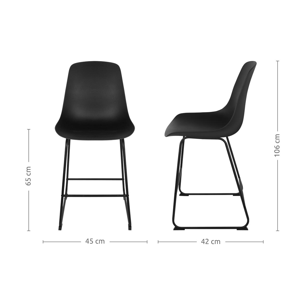 Nolon Nino-Pip barkruk zwart - zwart onderstel - 65 cm