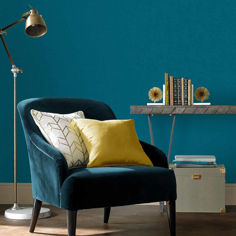 Graham & Brown vliesbehang Jewel Teal Plain blauw