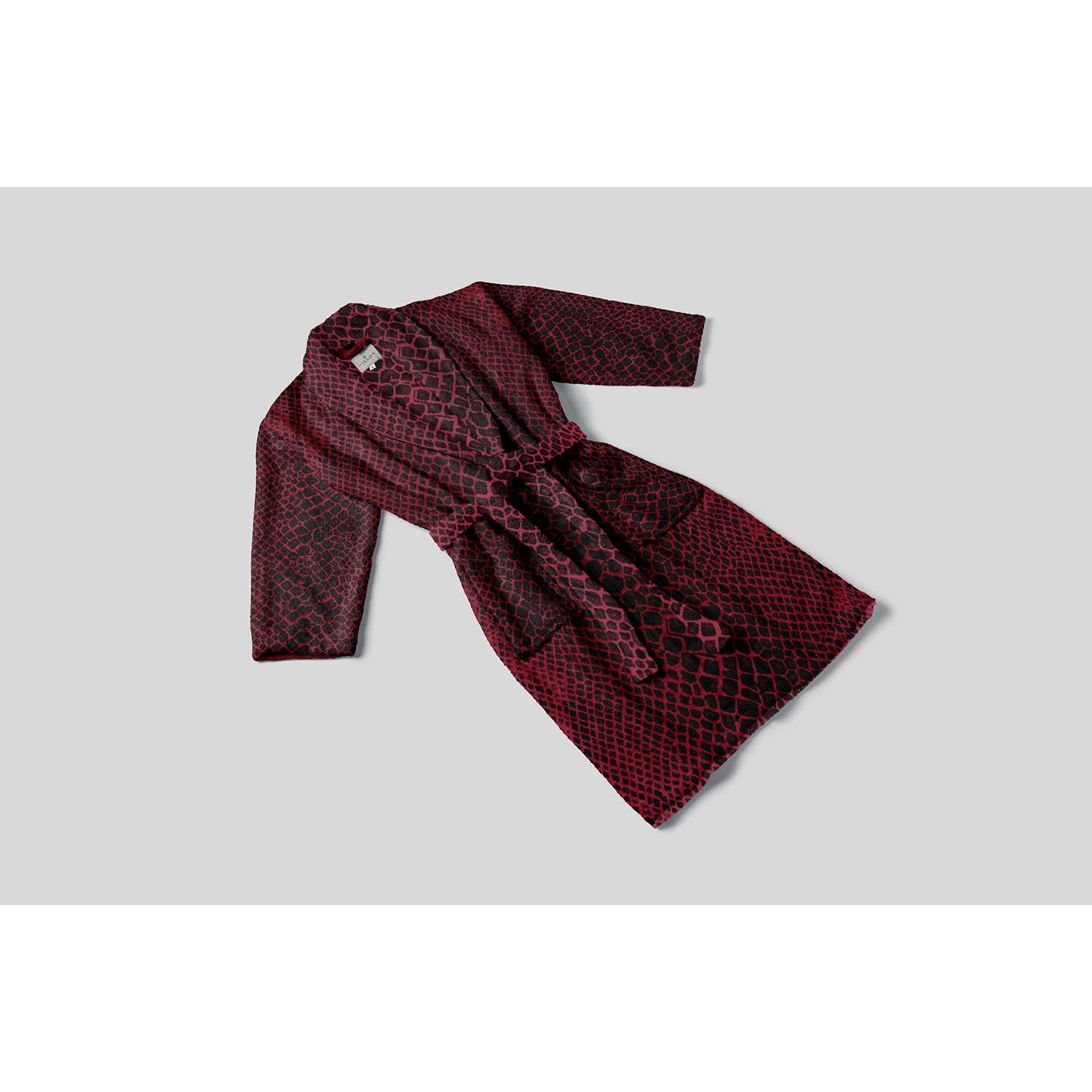 LINNICK Flanel Fleece Badjas Snake - bordeaux|zwart