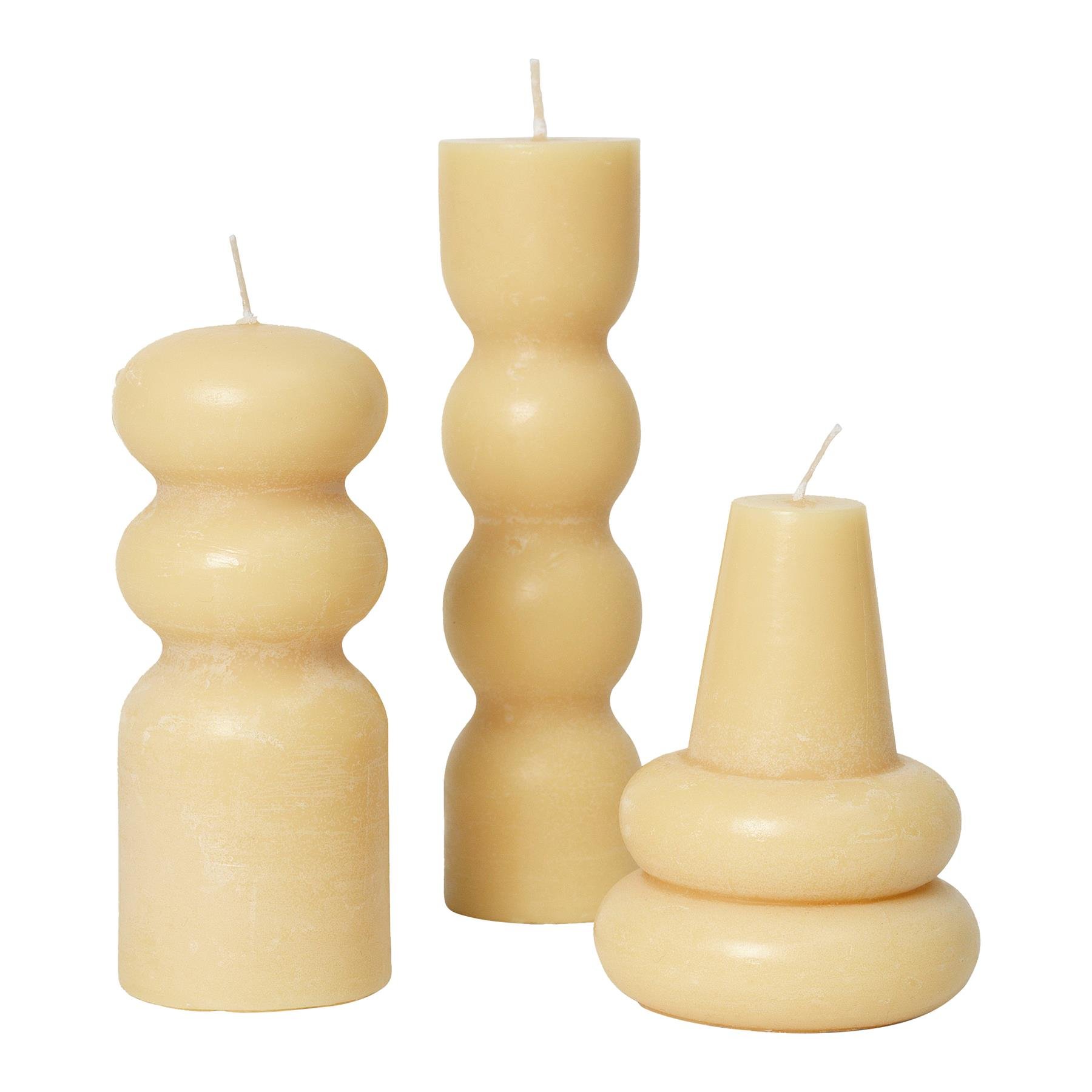 ferm LIVING Torno Kaarsen - 3 st. - Geel