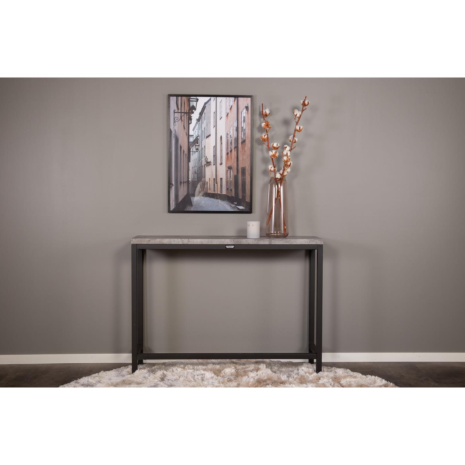 Hioshop Rise sidetable 30x110 cm beton decor, zwart.