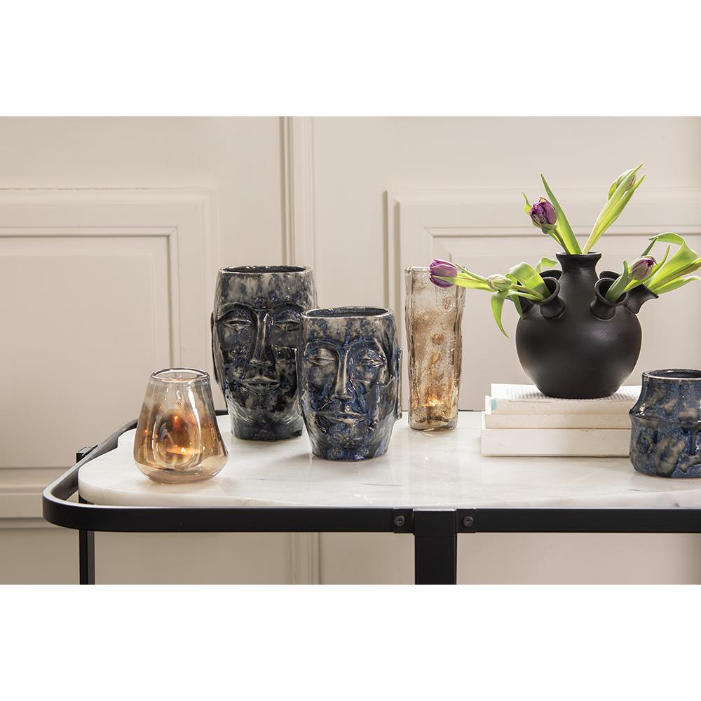 Clayre & Eef Bloempot  Ø 12x11 cm Blauw Keramiek Bloempot binnen