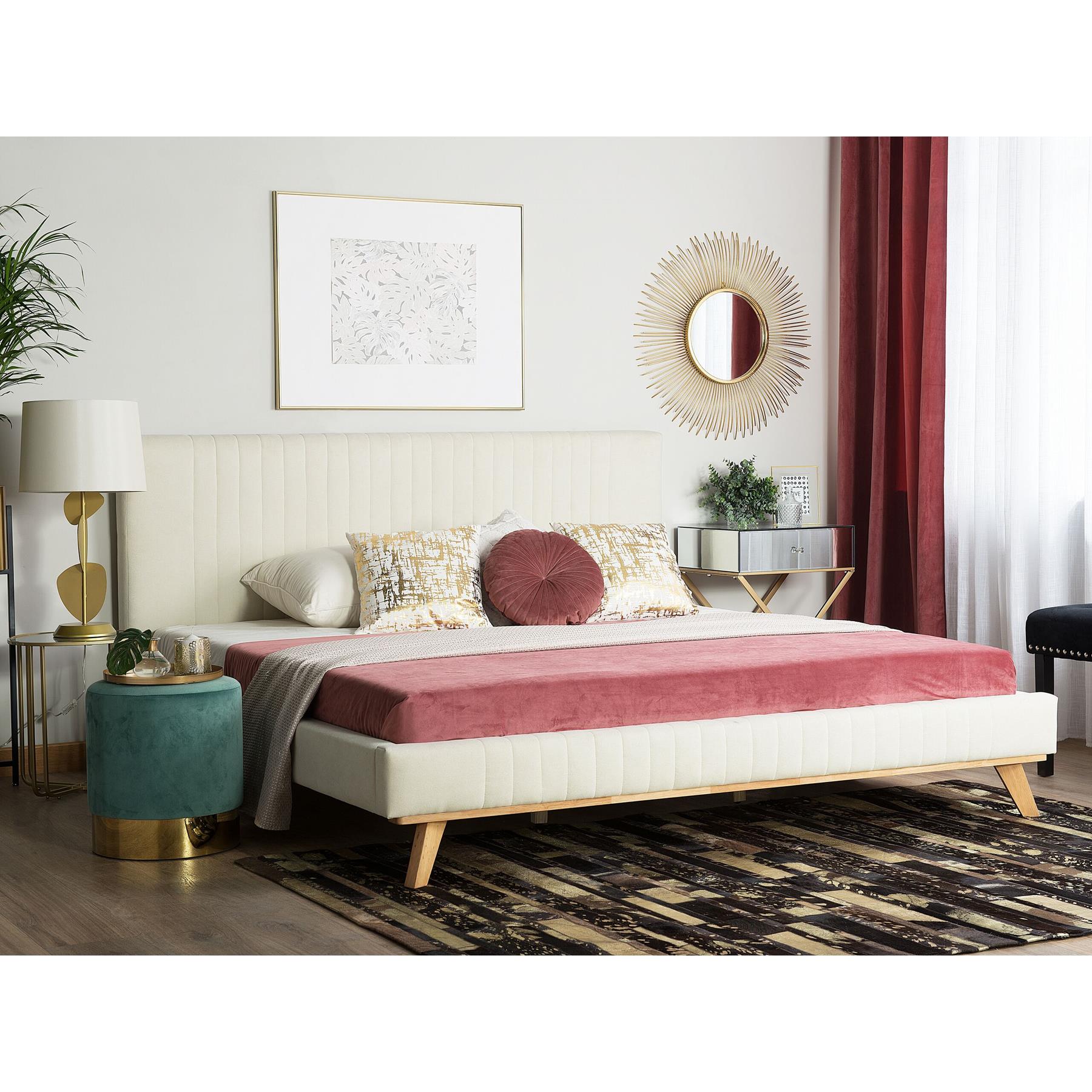Beliani - TALENCE - Tweepersoonsbed - Beige - 180 x 200 cm - Chenille