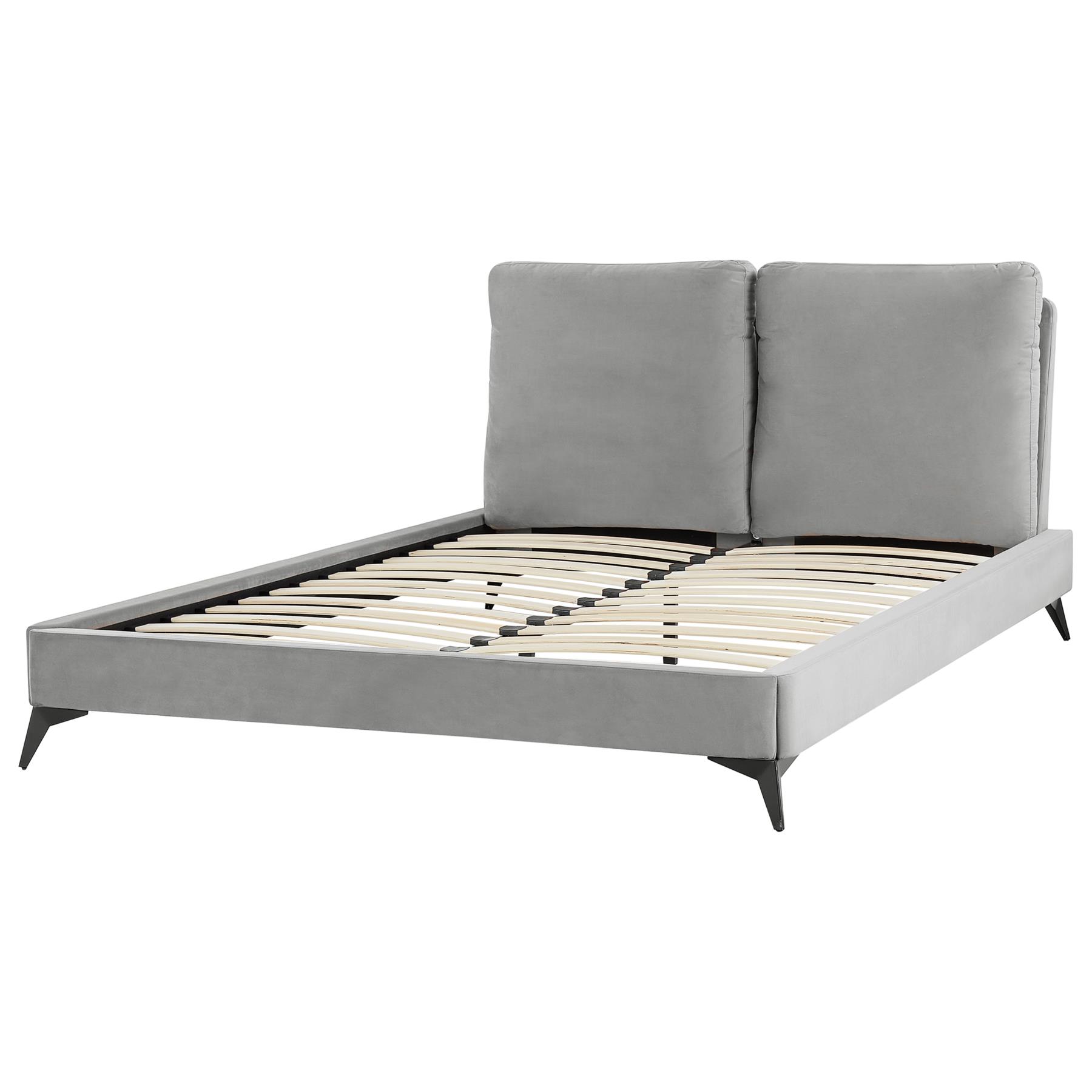 Beliani - MELLE - Tweepersoonsbed - Grijs - 140 x 200 cm - Fluweel