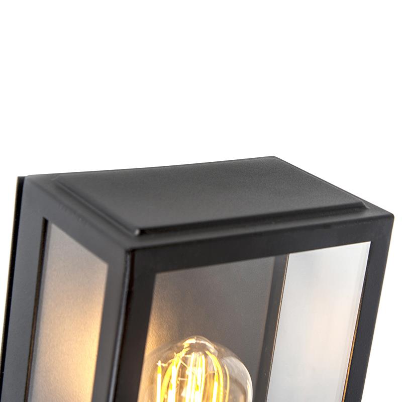 QAZQA Buiten wandlamp zwart met bewegingsmelder IP44 - Rotterdam