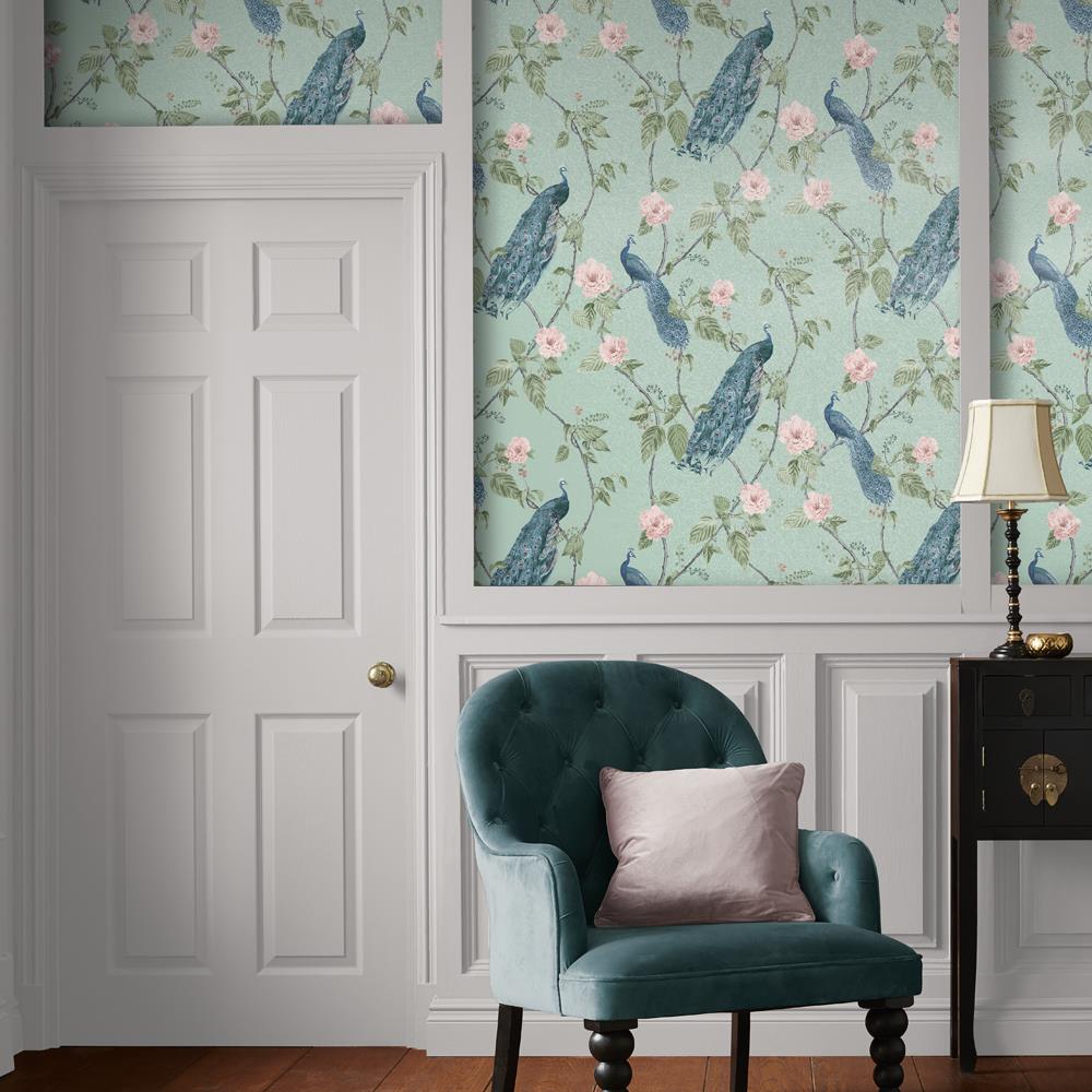 Graham & Brown vliesbehang Resplendence Aqua blauw