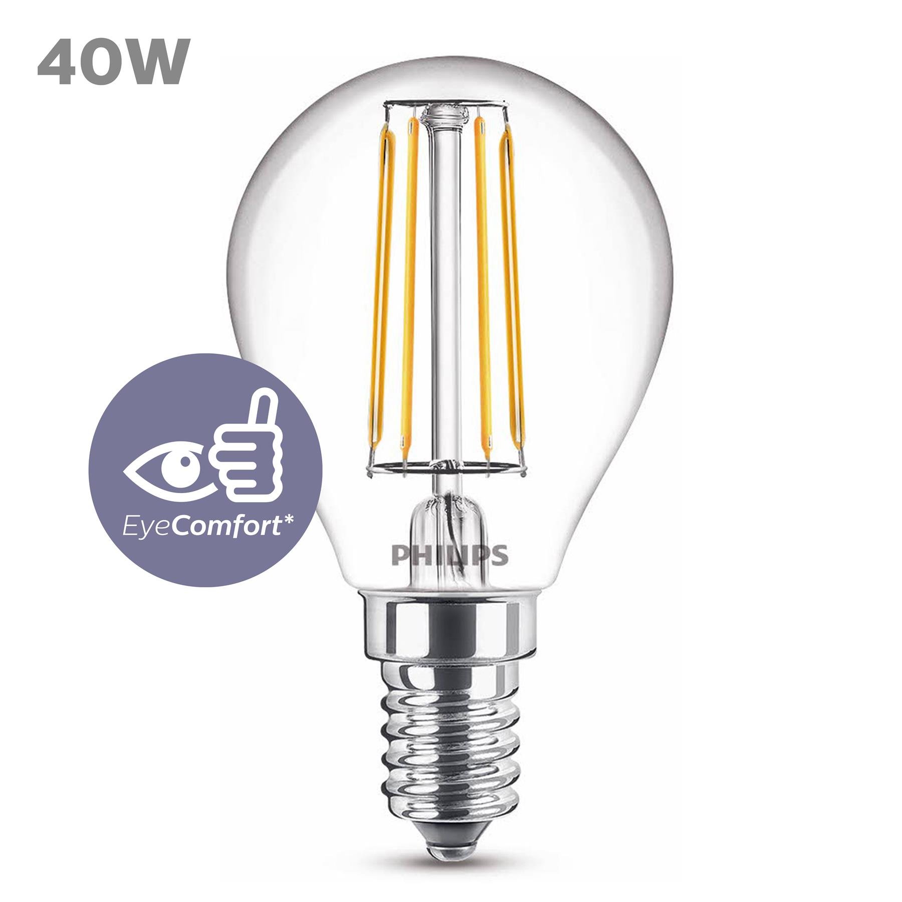 Philips LED Kogellamp Transparant 40W E14 Warm Wit Licht