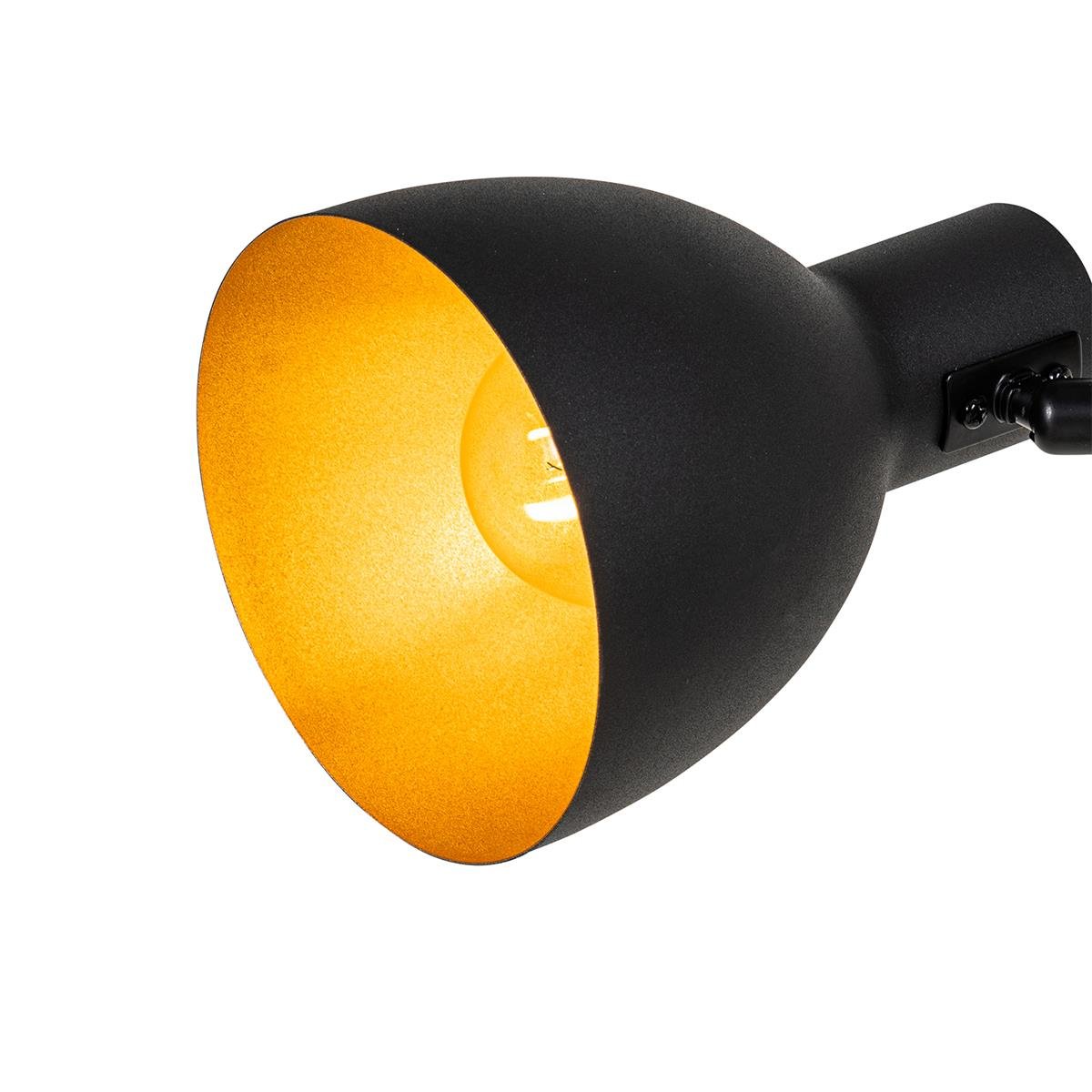 QAZQA Landelijke vloerlamp zwart met hout 3-lichts - Flint