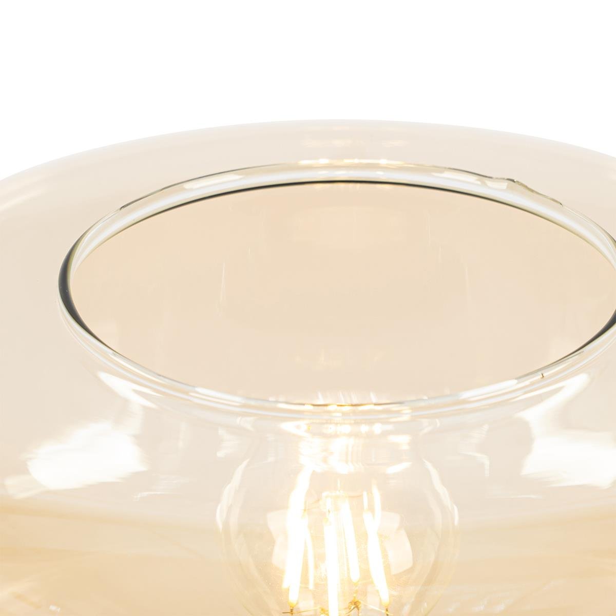QAZQA Art deco vloerlamp zwart met amber glas - Bizle