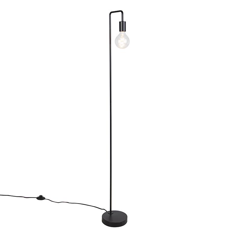 QAZQA Moderne vloerlamp zwart rond 145cm - Facil