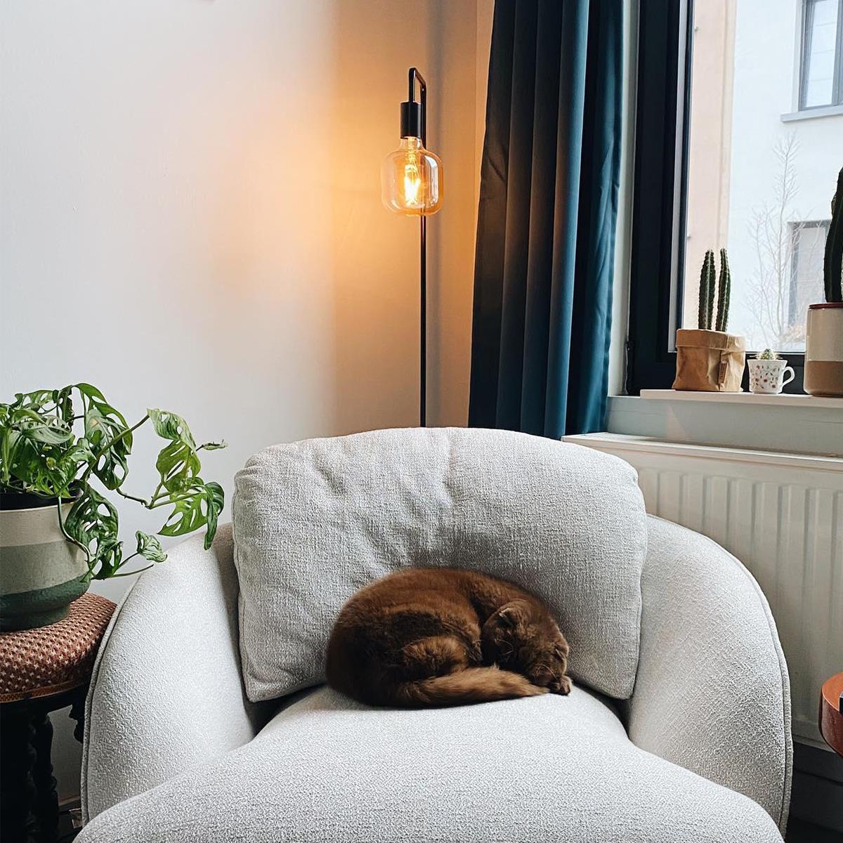 QAZQA Moderne vloerlamp zwart rond 145cm - Facil