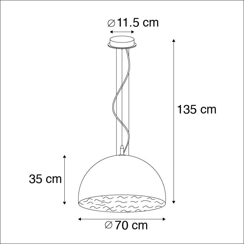 QAZQA Industriële hanglamp zwart met goud 70 cm - Magna