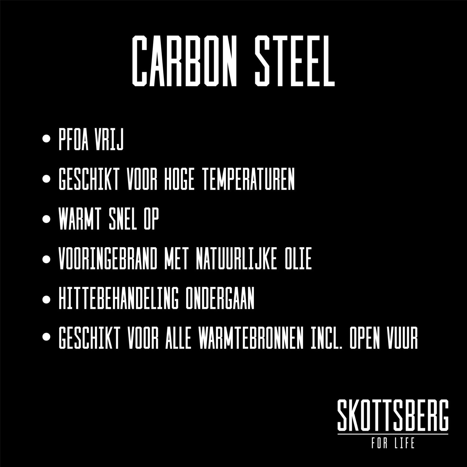 Skottsberg Wokpan Plaatstaal 28 cm Carbon Steel - alle warmtebronnen - Inductie