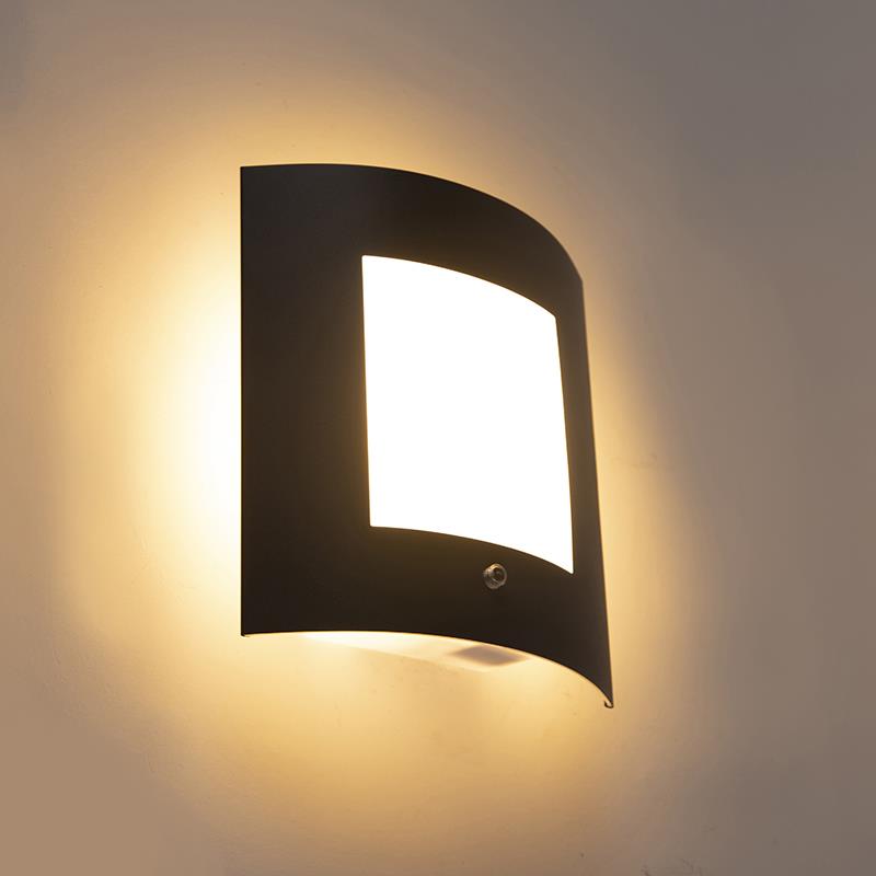 QAZQA Buiten wandlamp antraciet IP44 schemersensor - Emmerald