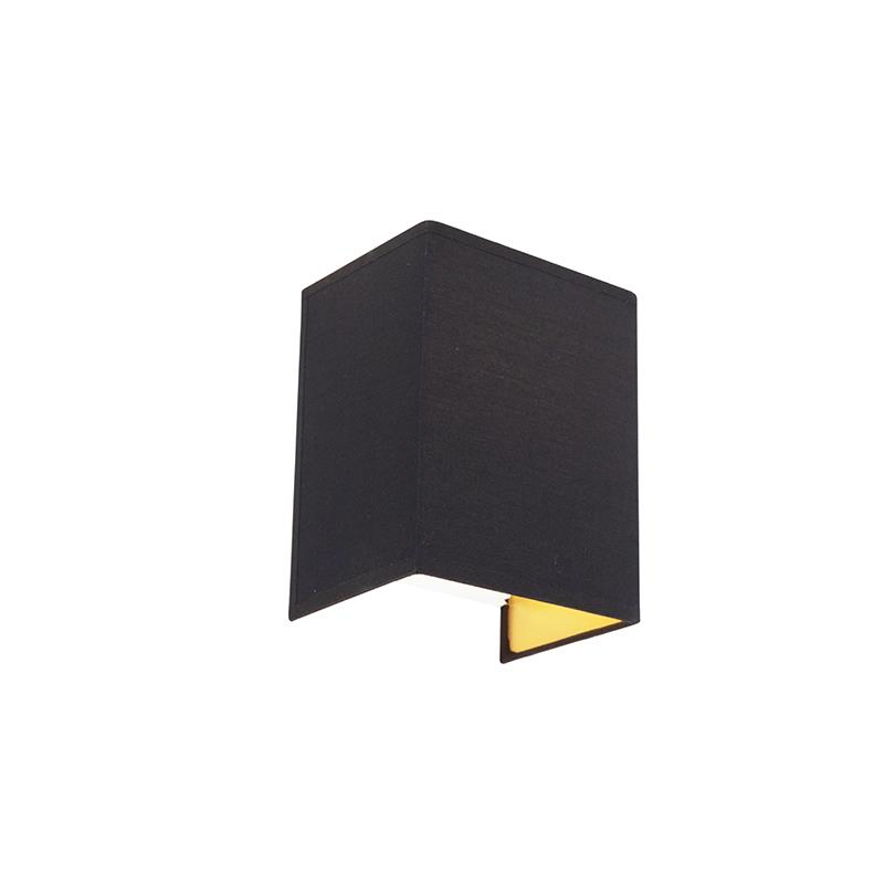QAZQA Moderne wandlamp zwart en goud met stoffen kap - Vete