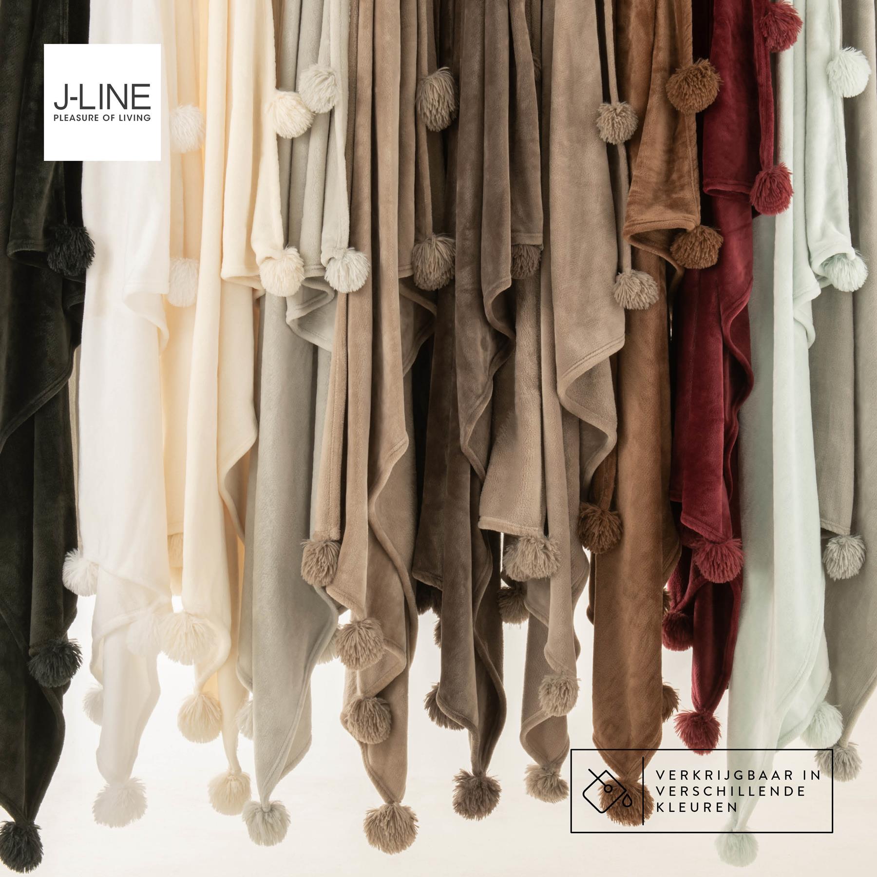 J-Line Plaid Pompom Creme