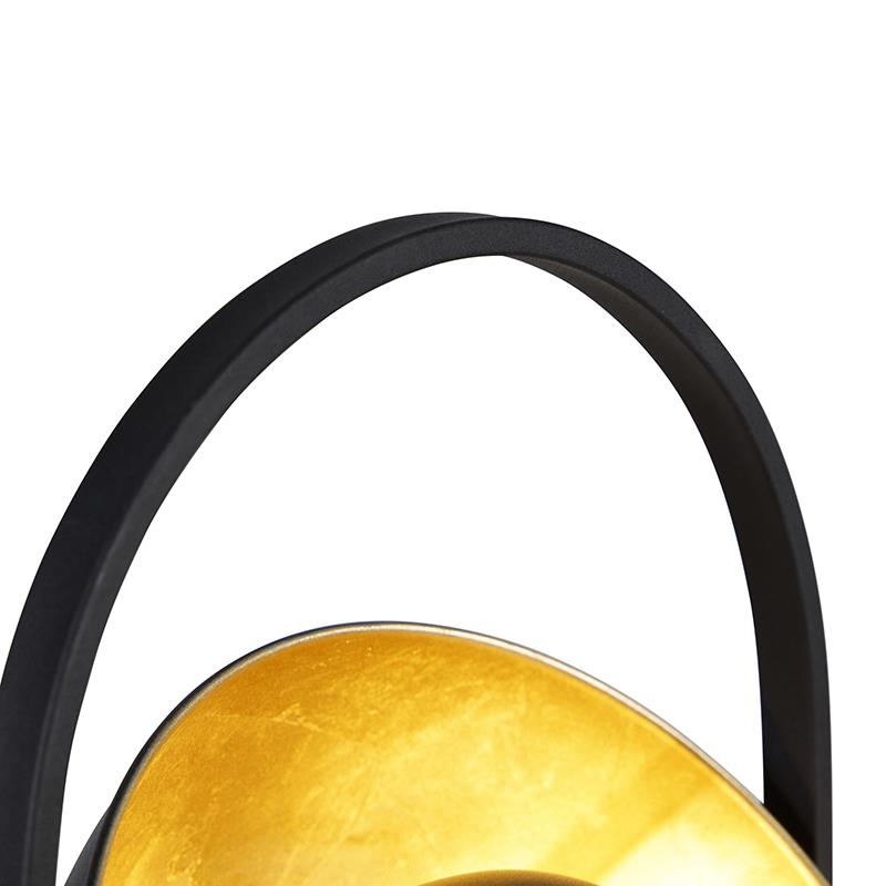 QAZQA Industriële vloerlamp zwart met goud 3-lichts - Magnax