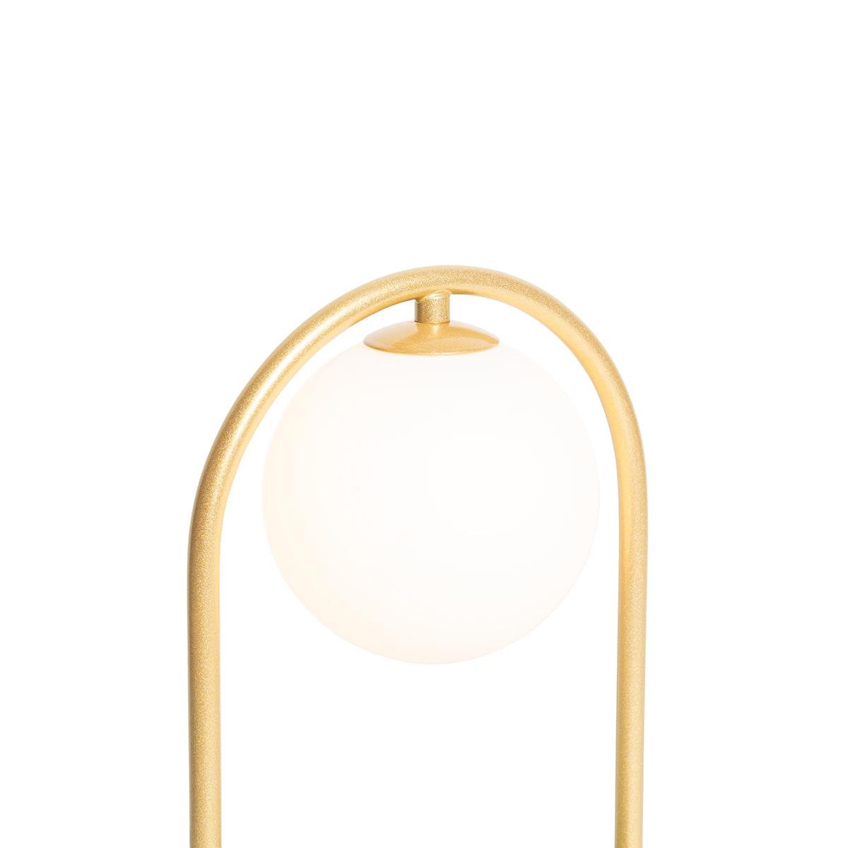 QAZQA Art deco tafellamp goud met wit glas - Isabella