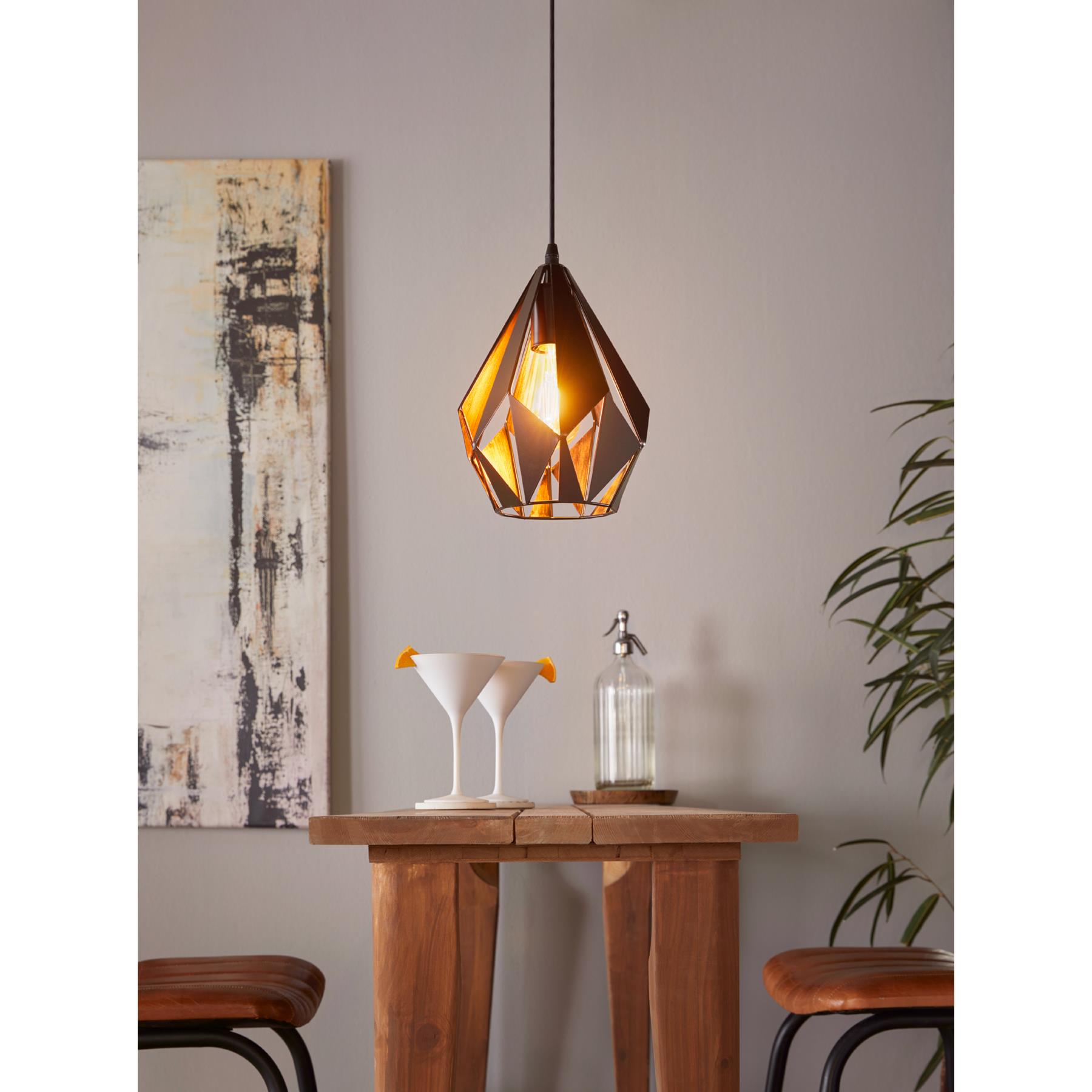 EGLO Carlton 1 Hanglamp - E27 - Ø 20,5 cm - Zwart|Koper