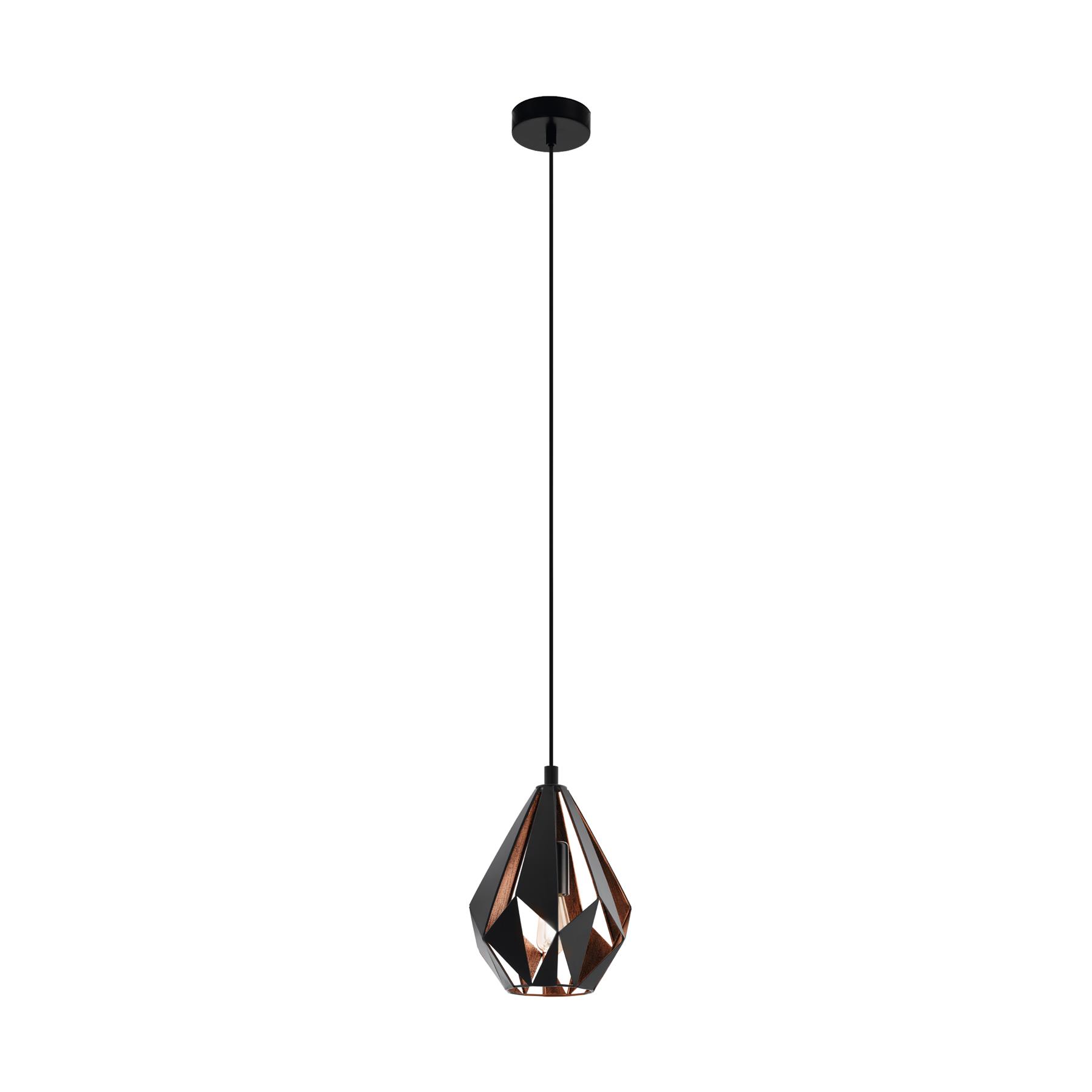 EGLO Carlton 1 Hanglamp - E27 - Ø 20,5 cm - Zwart|Koper