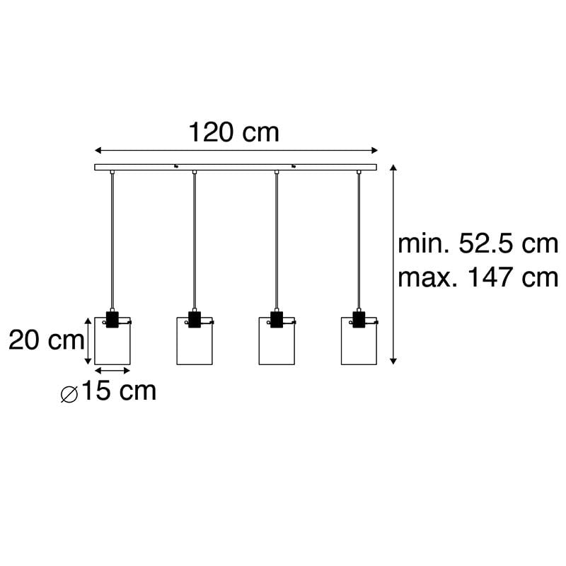 QAZQA Smart hanglamp zwart met smoke glas incl. 4 Wifi ST64 - Dome